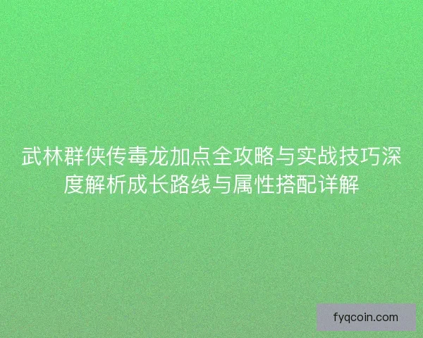 武林群侠传毒龙加点全攻略与实战技巧深度解析成长路线与属性搭配详解